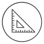 Icona squadra da disegno per progettazione edilizia e tecnica